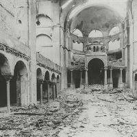 Destruction  in a German synagogue after Kristallnacht