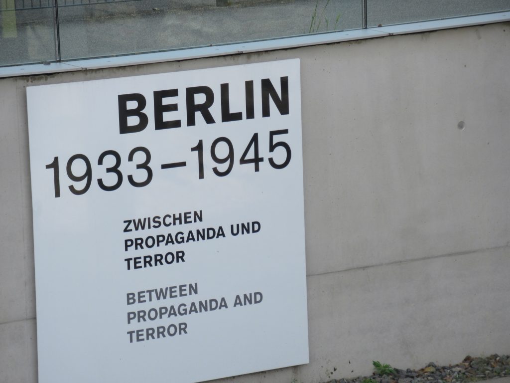 Photo of a sign outside the Topography of Terror Museum in Berlin