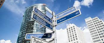 Street signs at the Potsdamer Platz, Berlin