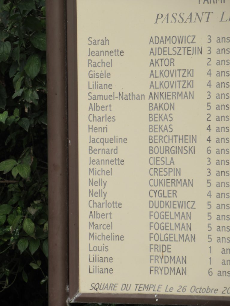 Jewish children's names - holocaust in paris