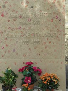 The grave of Jean-Paul Sartre and Simone e Beauvoir in Montparnasse Cemetery in Paris