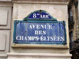 The road sign for the Champs Élysées in Paris