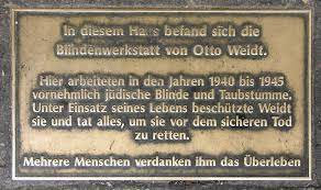 Information panel outside the Otto Weidt Museum (Blindenwerkstatt) in Berlin