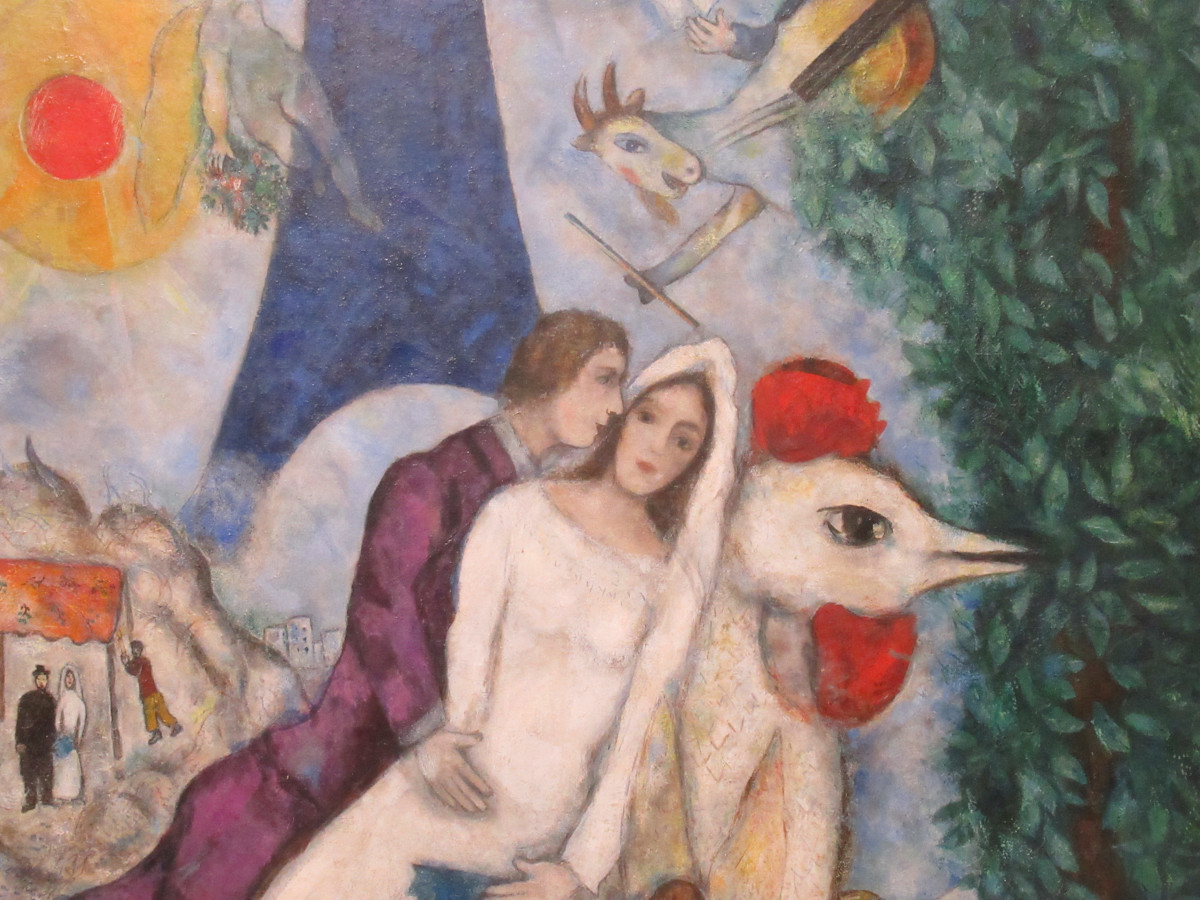 Bridal Couple at the Eiffel Tower, Chagall, Pompidou Centre, Paris